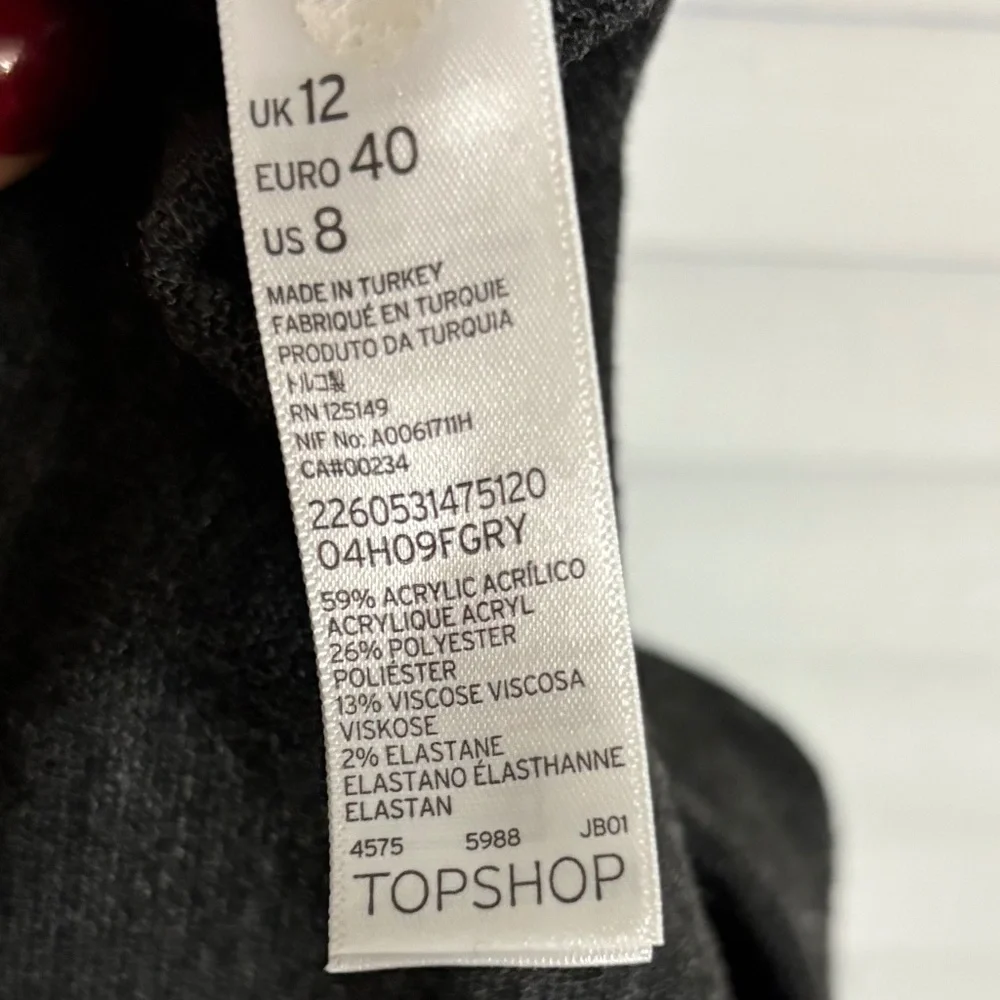 Topshop Dark Grey Women’s Sz 8 Seamed Sleeveless Bodycon Strech Tunic Mini Dress - Picture 5 of 7